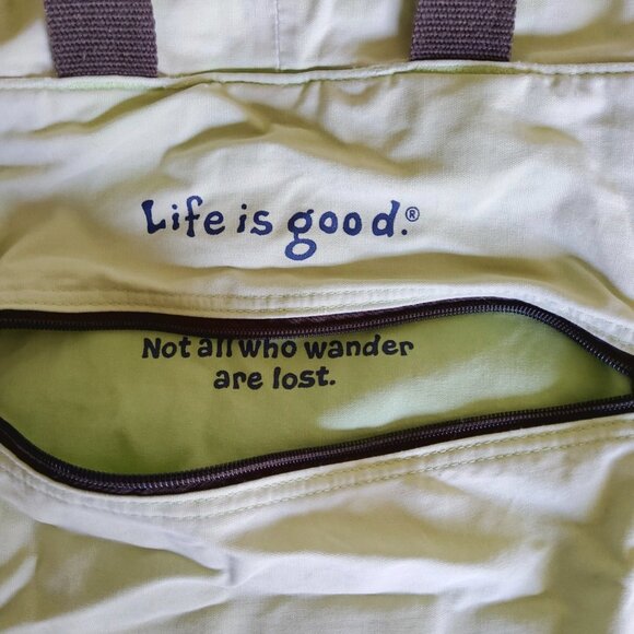 LIFE IS GOOD Canvas Cinch Rucksack Drawstring Cotton Backpack Bag - Picture 3 of 15